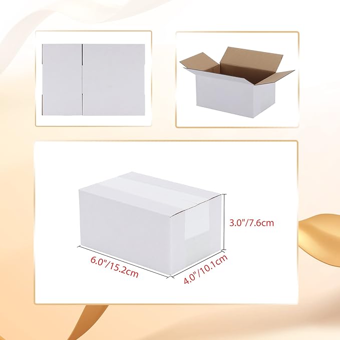 Calenzana 6x4x3 Shipping Boxes Set of 40, White Corrugated Cardboard Box for Mailing Packing Gifts Small Business