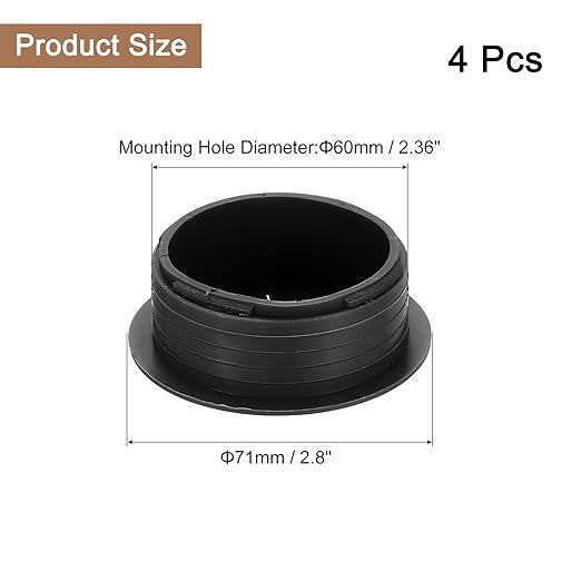 uxcell 4 Pcs Desk Grommet, 2.36 inch 60mm Desk Cable Hole Cover Wire Hole Insert for Home Office Table Cabinet Cord Organizer, Black
