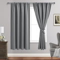 JIUZHEN Blackout Curtains for Bedroom - Thermal Insulated Room Darkening Rod Pocket Curtains for Living Room, Set of 2 Panels with Tiebacks, 52 x 72 Inch Length, Light Grey