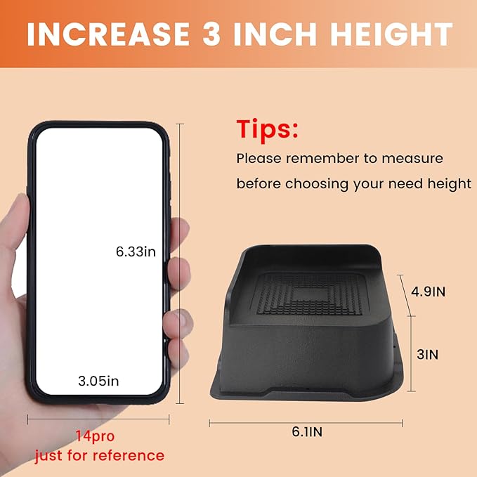 Bed Risers 2 inch, 3 inch, 4 inch, 6 inch or 8 inch Heavy Duty Furniture Risers, Up to 6000 Lbs L Shaped Design Bed Lifts Blocks for Couch Desk Sofa Table (Black, 3 Inch 4 Pack)