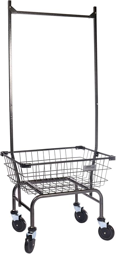 Heavy Duty Uhandle Laundry Cart with 5" Wheel (Charcoal Grey Pole Rack)