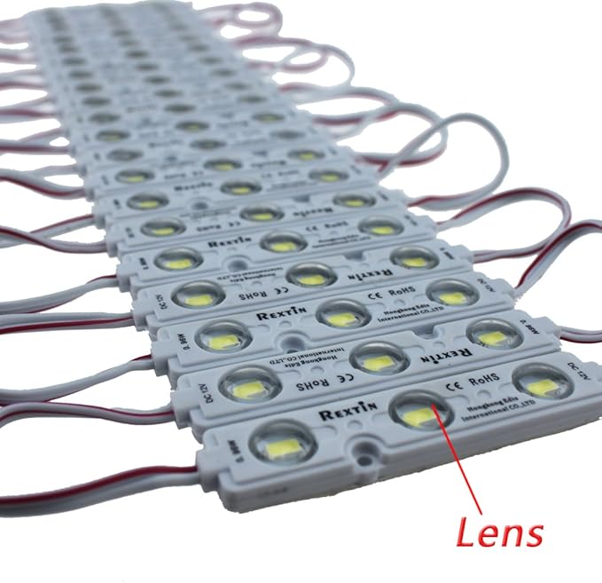 Rextin Super Bright 200pcs 3 LED Module Pink 5630 5730 SMD 40-45LM Per led Waterproof Decorative Light for Letter Sign Advertising Signs with Tape Adhesive Backside