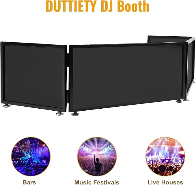 DJ Booth DJ Facade Table Station,67x20x15.7inch Portable Tabletop Event Facade DJ Booth Foldable Cover Screen -Folding Steel Frame Panel Stand with Carry Bag for Bars, Music Festivals, Weddings