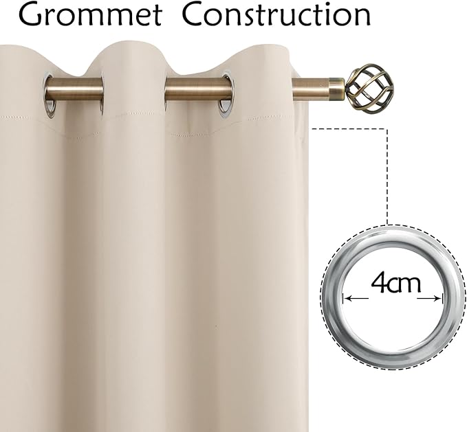 BGment Blackout Curtains - Grommet Thermal Insulated Room Darkening Bedroom and Living Room Curtains, Set of 2 Panels (55 x 96 Inch, Champagne)