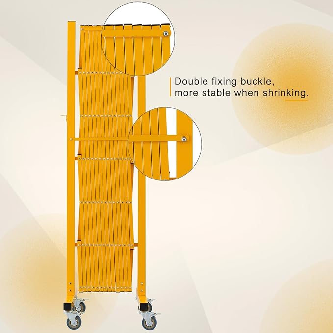 GYMTIME Expandable Barricade, Metal Safety Barrier with Casters, Mobile Folding Security Gate, 11.5 FT, Adjustable Traffic Temporary Fence for Warehouse Shopping Mall