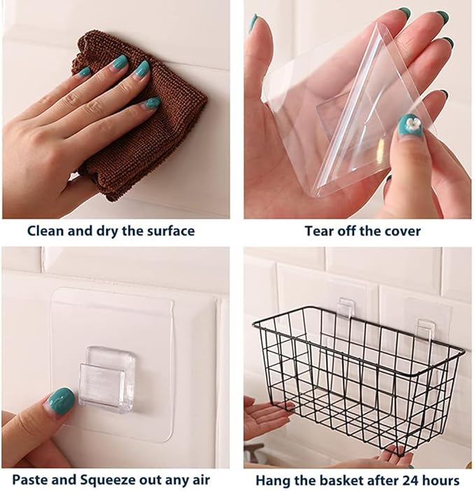 2 Set Adhesive Hanging Wall Basket Inside Cabinet Door Organizer,Wall Storage Basket-No Drilling Adhesive wall Basket for Cupboard Door,Space-Saving Small Hanging Baskets for Wall Mount Storage,Black