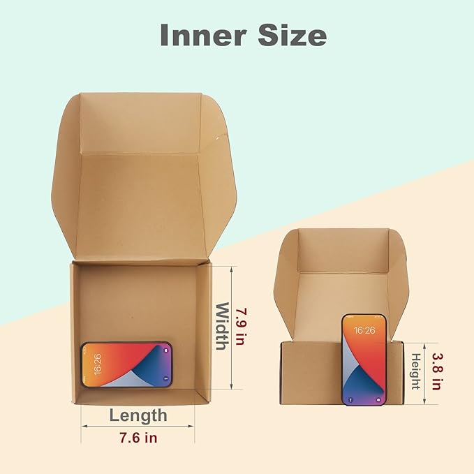 MEBRUDY 8x8x4 Inches Shipping Boxes Pack of 25, Small Corrugated Cardboard Box for Mailing Packing Literature Mailer