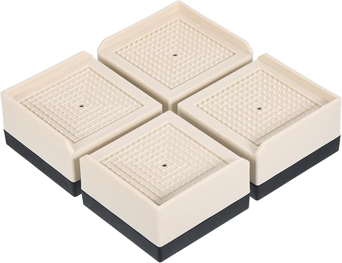 uxcell Furniture Risers 1.5 Inch, 4Pcs Square Bed Risers Adjustable Couch Riser Blocks for Extender for Bed Desk Sofa Table Lift Support Up to 1300Lbs, Beige