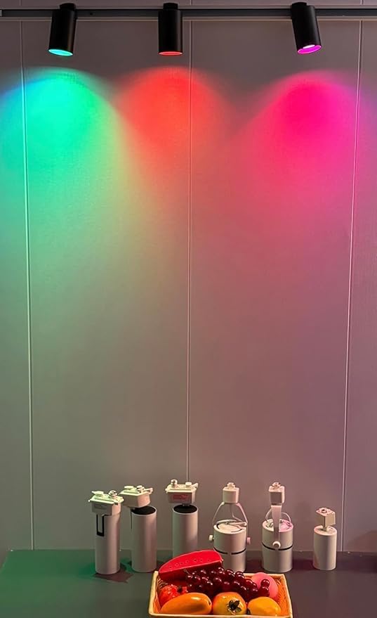 GU10 16-Color RGB Track Lighting Heads (12-Pack GU10) – IR Remote Control Color-Changing Ambient Lights, Perfect for Living Room, Home Parties, Nightclubs and Bars