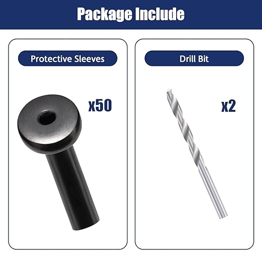 40 Pack 30 Degree Angle Protective Sleeves, Black Cable Railing Corner Protector Sleeve Beveled for 1/8" Wire Rope, T316 Marine Grade Cable Railing Kit with Two Drill Bit for Wood Posts HF039B