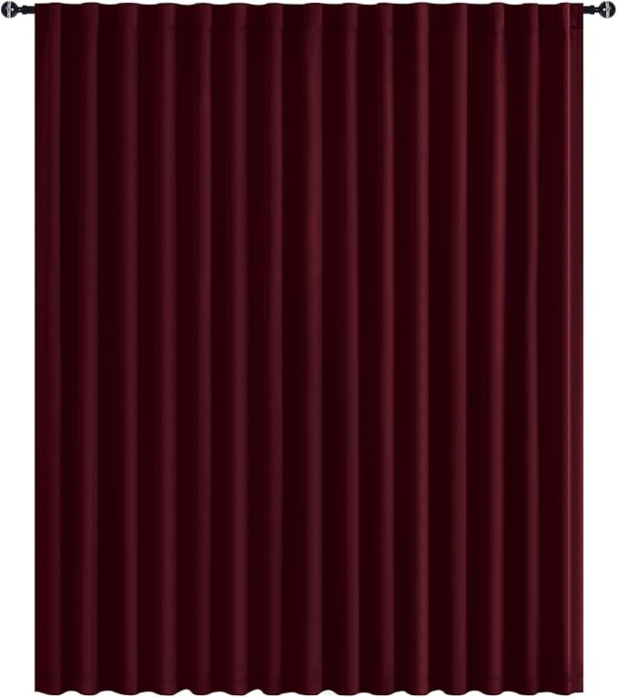 Hiasan Christmas Privacy Room Divider Patio Sliding Door Curtain Extra Wide Blackout Thermal Insulated Curtains with Back Tab & Rod Pocket for Bedroom Partition Living Room (120 x 84 Inches, Burgundy)