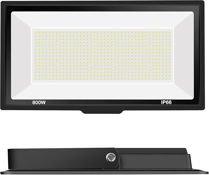 800W LED Flood Light Outdoor,3600W Equivalent Super Bright FloodLight with Plug,80000LM 6000K Daylight White IP66 Waterproof Commercial Lighting for Sports Fields,Courts, Arena, Stadium