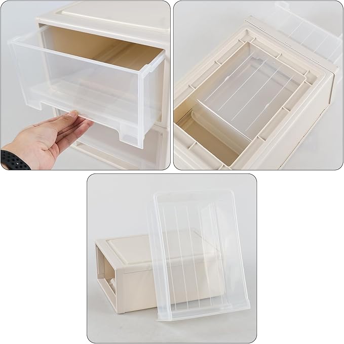 4-Pack 18 Quart Plastic Stacking Storage Drawers, Large Stackable Organizer Drawer Bin