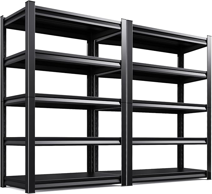 5-Tier Garage Shelving Heavy Duty, Adjustable Metal Shelving Unit, 2500LBS Garage Storage Shelves, Easy Assembly Steel Shelving, Utility Storage Rack Shelf for Warehouse, 72”H*35.4”W*12”D, 2 Pack