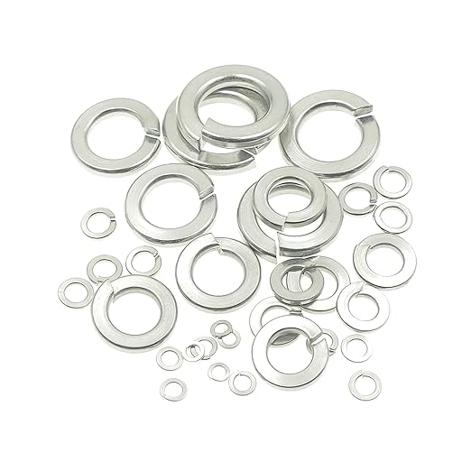 #4 to 5/8 Stainless Steel Split Lock Washers Assortment Kit,for #4#6#8#10#12 1/4" 5/16" 3/8" 7/16" 1/2" 9/16" 5/8" Screws/Bolts