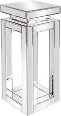 Howard Elliott Small Silver Mirrored Pedestal Accent Table for Home Decoration, Mirrored Finish Design End Table for Bedroom, Entryway or for Any Room, 12 x 12 x 28 Inches