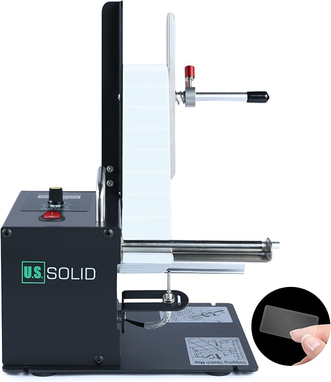U.S. Solid Automatic Label Dispenser Machine w/Counter Fibre Optic Sensor Speed Adjustable - Clear and Opaque Labels - Width 10-115MM Length 8-130MM
