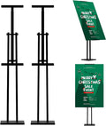 ONCEMORE Heavy Duty Sign Stand, Floor Poster Board Stand, Adjustable Metal Sign Holder Height Up to 60 Inches and 180° Rotation Display Standing Pedestal for Board & Foam, Black 2 Pack