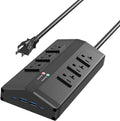 JUNNUJ Heavy Duty Surge Protector Power Strip with 6 Plug 4 USB Ports, 20 Amp 12 Gauge 6 FT Extension Cord with Multiple Outlets. Metal Wall Mount Outlet Extender for Garage Industrial Shop