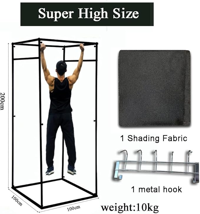 Clothing Store Fitting Room, Portable Dressing Room, Movable Changing Room for Boutique with Shading Fabric Cloth Privacy Curtains Screen for Bar Party Pool (Black)