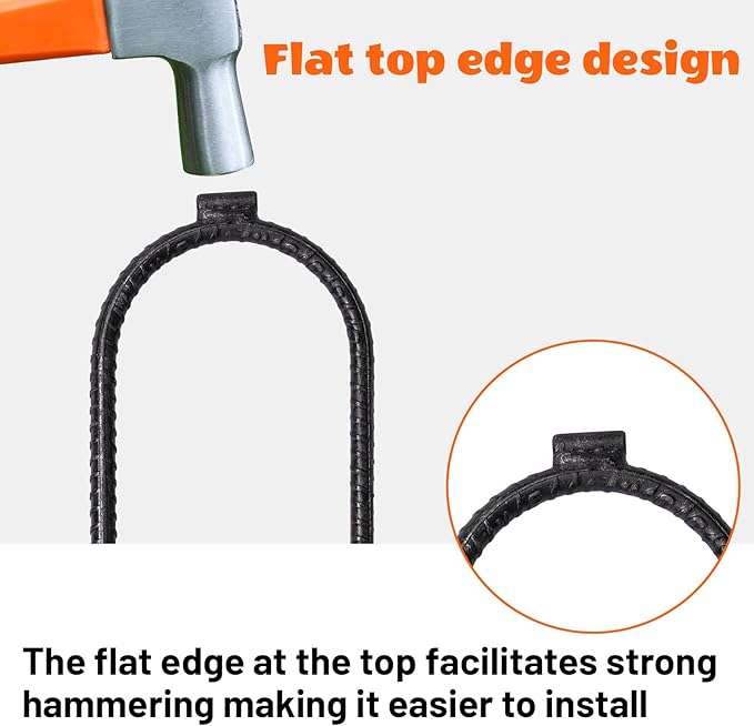 Extra-Large Heavy Rebar Trampoline Wind Stakes with Flat Welded Head,12’’x3’’x0.32’’ Trampoline Stake, Ground Anchor for Securing Trampoline, Tents, Fences, Tarps, Garden Cloth, Hoses (16)