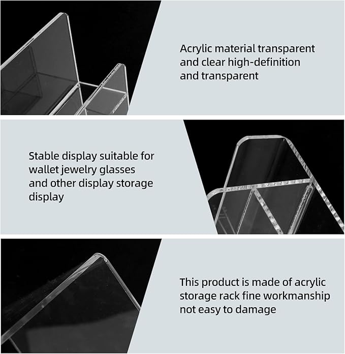 Acrylic Wallet Display Stand Purse Handbag Organizer, Clear Jewelry Riser Display Stand Purse Display Rack, Acrylic Display Shelf for Cosmetic Perfume Jewelry Sunglasses Handbag (2 PCS-4 Tier)