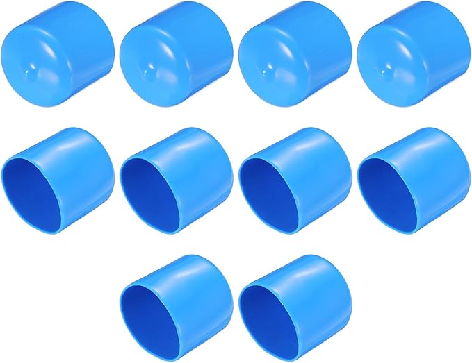 uxcell 10pcs Rubber End Caps 30mm(1 3/16") ID Vinyl Round End Cap Cover Screw Thread Protectors,Light Blue