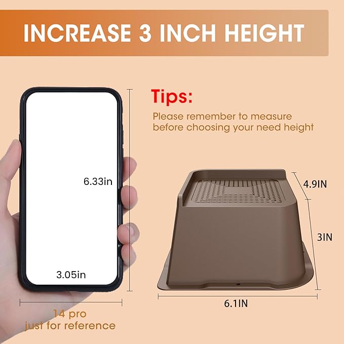 Bed Risers 2 inch, 3 inch, 4 inch, 6 inch or 8 inch Heavy Duty Furniture Risers, Up to 6000 Lbs L Shaped Design Bed Lifts Blocks for Couch Desk Sofa Table (Dark Brown 4 Pack, 3 Inch)