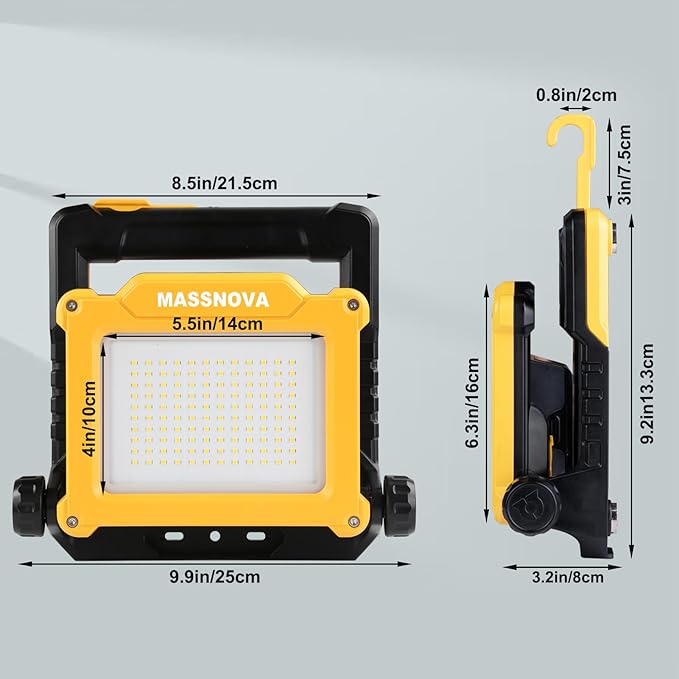 4000LM 25W Cordless Work Light Compatible with Dewalt, Makita and Milwaukee 18-21V Power Battery, Magnetic Base, Portable Flood Light (Battery Not Included)