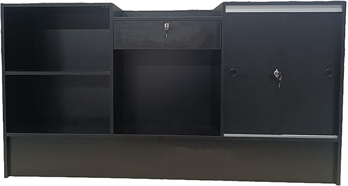 Only Hangers Combo Display Showcase with Register Stand Counter, Black, 72"