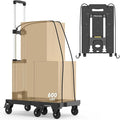 TOOLIOM Folding Hand Truck, 600 lbs Heavy Duty Foldable Luggage Cart with 7 Tank Wheels, Portable Collapsible Dolly Cart with Extendable Base, Utility Cart with Brake Wheels