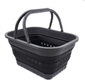 SAMMART 19L (5 Gallon) Collapsible Tub with Handle - Portable Outdoor Picnic Basket/Crater - Foldable Shopping Bag - Space Saving Storage Container (Grey/Black)