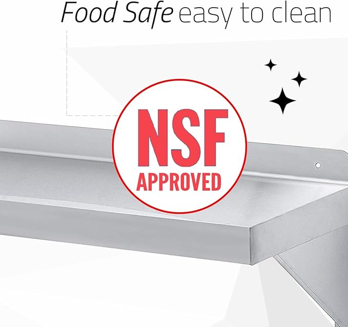 DuraSteel Stainless Steel Shelf - 72 Inch Wide x 14 Deep Commercial NSF Mounted Metal Wall Shelf Pantry Organizer Garage Storage Shelves - Rack Shelving Restaurant Kitchen Units Laundry Utility Room