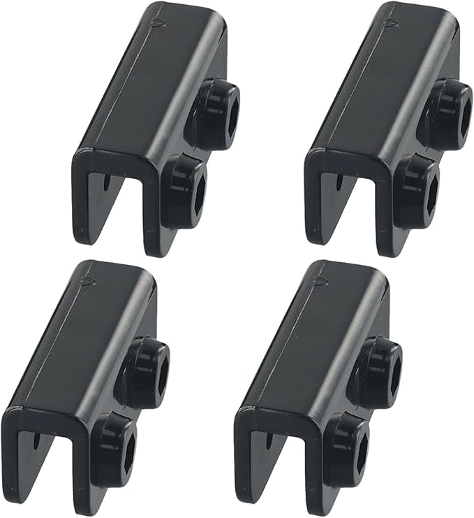 Replacement Connector for Pop-Up Gazebo, Rectangular Bracket Set Compatible with Tent Gazebo, 2-Way Fit, Black, Fits Glass Fiber Support Pole, 1/4 Pack(4Pieces)