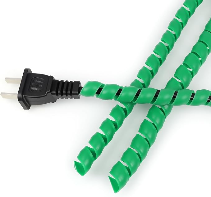 Spiral Cable Wrap, 16.4ft, 33ft Wire Protection Sleeve Cover Cable Organizer Pipe Flexible Spiral Wrap Winding Tube Prevent Cat from Chewing Cables (Green, 10mm (3/8")-33ft)