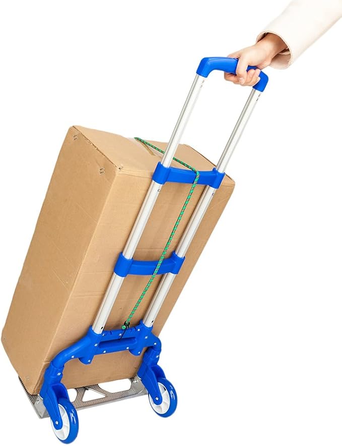 FCH Folding Hand Truck Aluminum Portable Folding Hand Cart 165lbs Capacity Hand Cart and Dolly Ideal for Home, Auto, Office,Travel Use,Blue