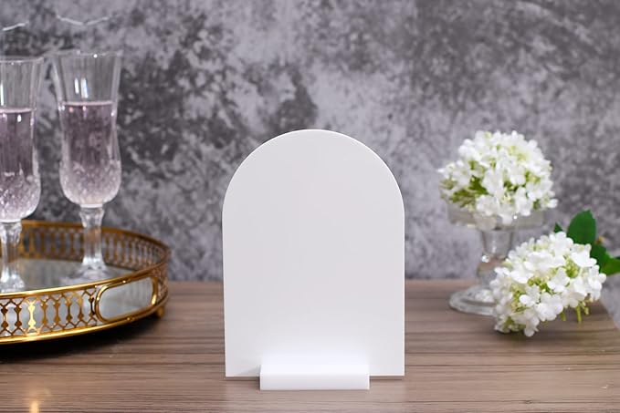 UNIQOOO 3" White Acrylic Stand | 20 Pack 3mm Slot Wedding Sign Holders, Perfect for Wedding, Table Number, Exhibition, Office, Restaurant, Business