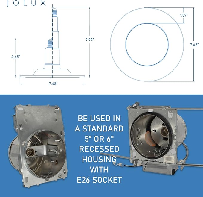 Jolux 6-Pack 5/6 Inch LED Can Lights Retrofit Recessed Lighting,12W=60W,2700K SoftWhite,800 Lumens,Dimmable Adjustable Retrofit Downlight,ETL,Damp Rated,Simple Installation Can Lights,Bevel Trim