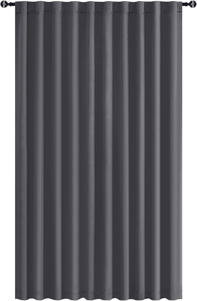 Hiasan Room Divider Curtains Patio Sliding Door Blackout Curtain Privacy Room Thermal Insulated Noise Reduction Panel with Back Tab & Rod Pocket for Bedroom Partition(80 x 84 Inches, Dark Grey)