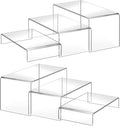 6PCS Acrylic Display Risers, 12'' Large Acrylic Risers Display Stands,Tiered Shelves for Gemstone, Curio, Figurines, Collectibles and Home Deco
