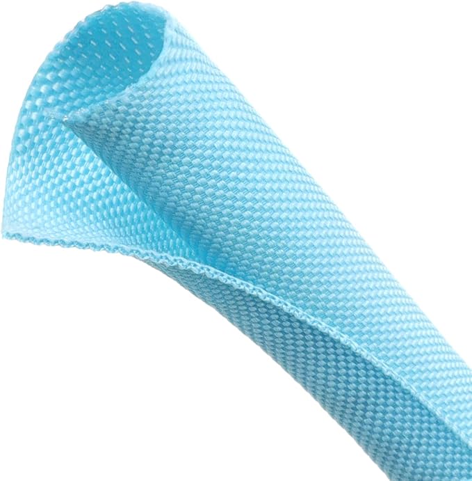 Automotive Wire Loom Tubing, Split Braided Cord Protectors from Pets No Chew, Flexible Cable Sleeve Cable Management for TV/Computer/Electric Wires (Sky Blue, 1/2"-10ft)