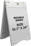 Jumbl A-Frame Signboard 15.7” x 26” Display Surface – Small Outdoor Sandwich Board w/Weather Resistant PVC Sign Protector & Sand Fill Holes – Dual Signage Stand for Storefront Sidewalk Curb (White)