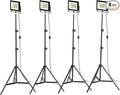 LIVOWALNY 11000 lm LED Work Lights with Stand Pack of 4, 110W Adjustable Head Tower Light with 13FT Cord, Portable IP65 Waterproof Tripod Flood Light for Job Site Workshop Garage Construction Lighting