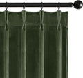 MIULEE Olive Green Velvet Curtains 84 inches Long, Pinch Pleated Blackout Drapes with Hooks, Thermal Insulated Pinch Pleat Panels for Bedroom Living Room, 2 Panels