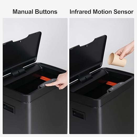 Mbillion Automatic Touchless 21 Gallon Motion Sensor Trash Can Stainless Steel Smart Trash Cans with Lid Rectangular Garbage Can for Kitchen Bedroom Home Office Black