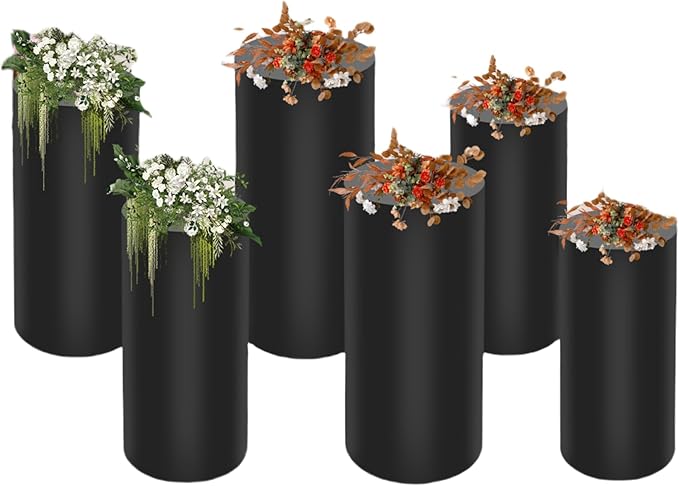 Cake Pedestal Stands for Party 6PCS Dessert Table Display Plinth Pillars Black Round Cylinder Pedestal Stands for Wedding Sculpture Display Column Decoration Cube (6PCS-Cylinder-Black)