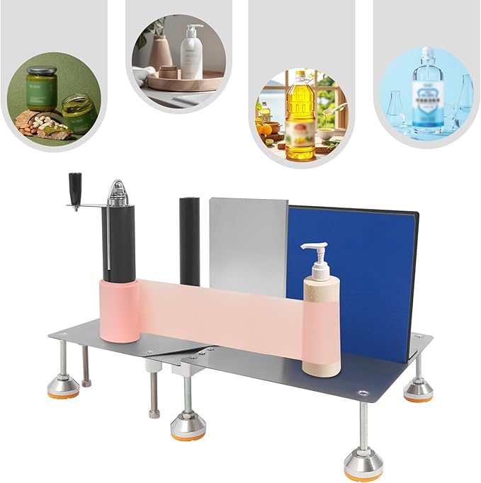 Manual Bottle Label Machine, Round Bottle Labeling Machine Desktop Label Applicator for Round/Square/Polygonal/Hexagonal Bottles
