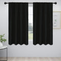 Easy-Going Rod Pocket Blackout Curtains for Bedroom, Room Darkening Window Curtains for Living Room, Thermal Insulated Noise Reduction Solid Window Drapes, 2 Panels(52x56 in, Black)