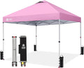 CROWN SHADES 10x10 Pop Up Canopy - Beach Tent with One Push Setup - Easy Outdoor Sun Shade for Events, Parties, Camping - Gazebo with STO-N-Go Cover Bag, Silver Coated Top, Pink