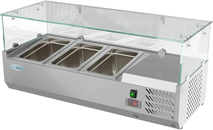 KoolMore SCDC-3P-SSL Commercial-Refrigerator, 40 Inch with Sneeze Guard, Silver